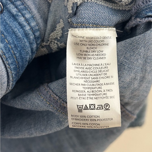 We The Free Denim Blue Patterned Button Down Shirt - Picture 8 of 13